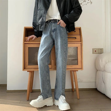Aidase Korean Blue Jeans Men Slim Fit Fashion Casual Vintage Jeans Men Street wear Hip-hop Straight Denim Pants Men Trousers M-2XL aidase-shop